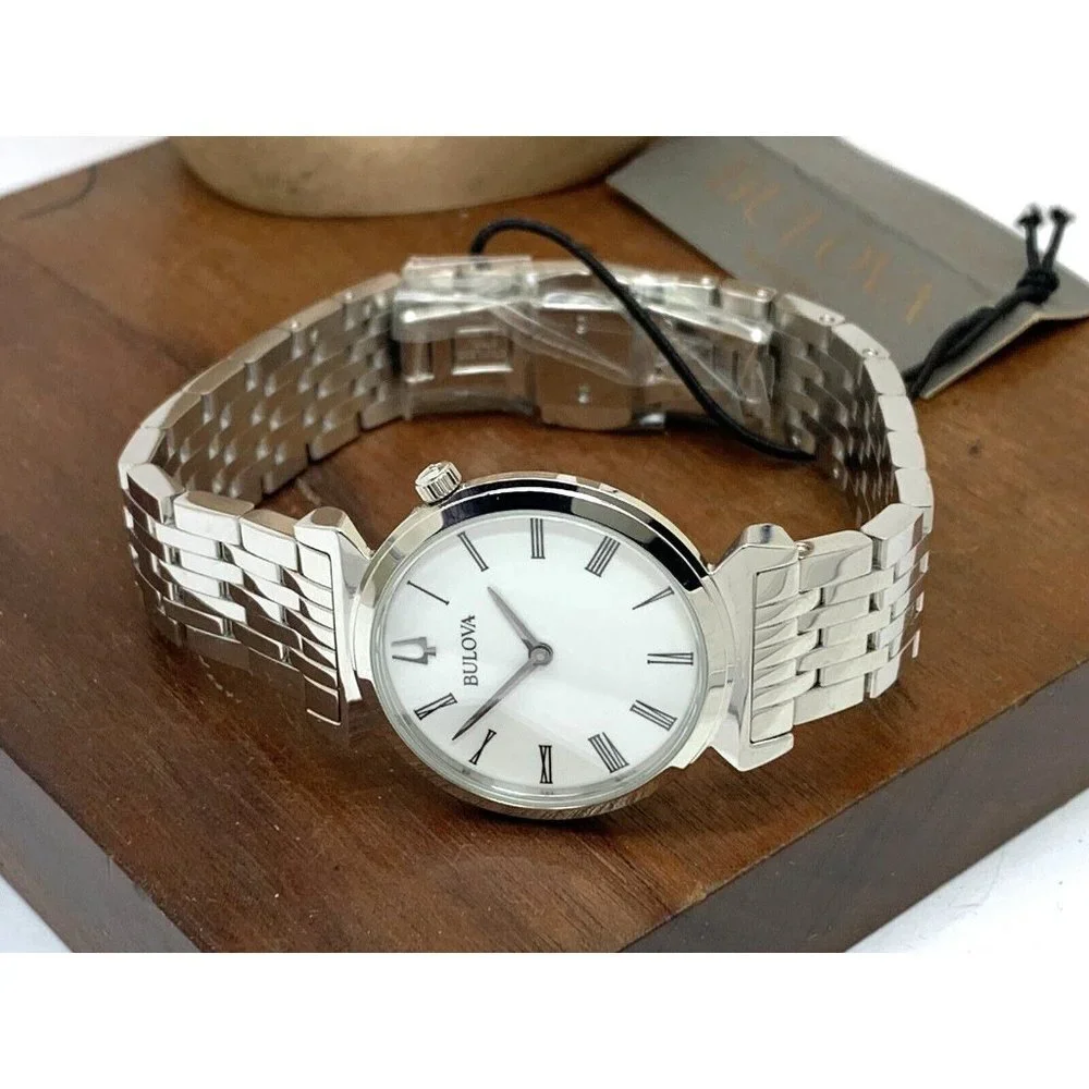 Bulova Women's Watch 96L275 Quartz White Dial Roman Numeral Stainless Steel 30mm